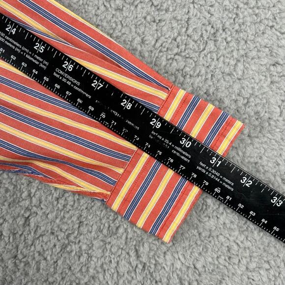 Daniel Cremieux Men's Orange Striped 100% Cotton Long Sleeve Button Up Shirt - Picture 8 of 16